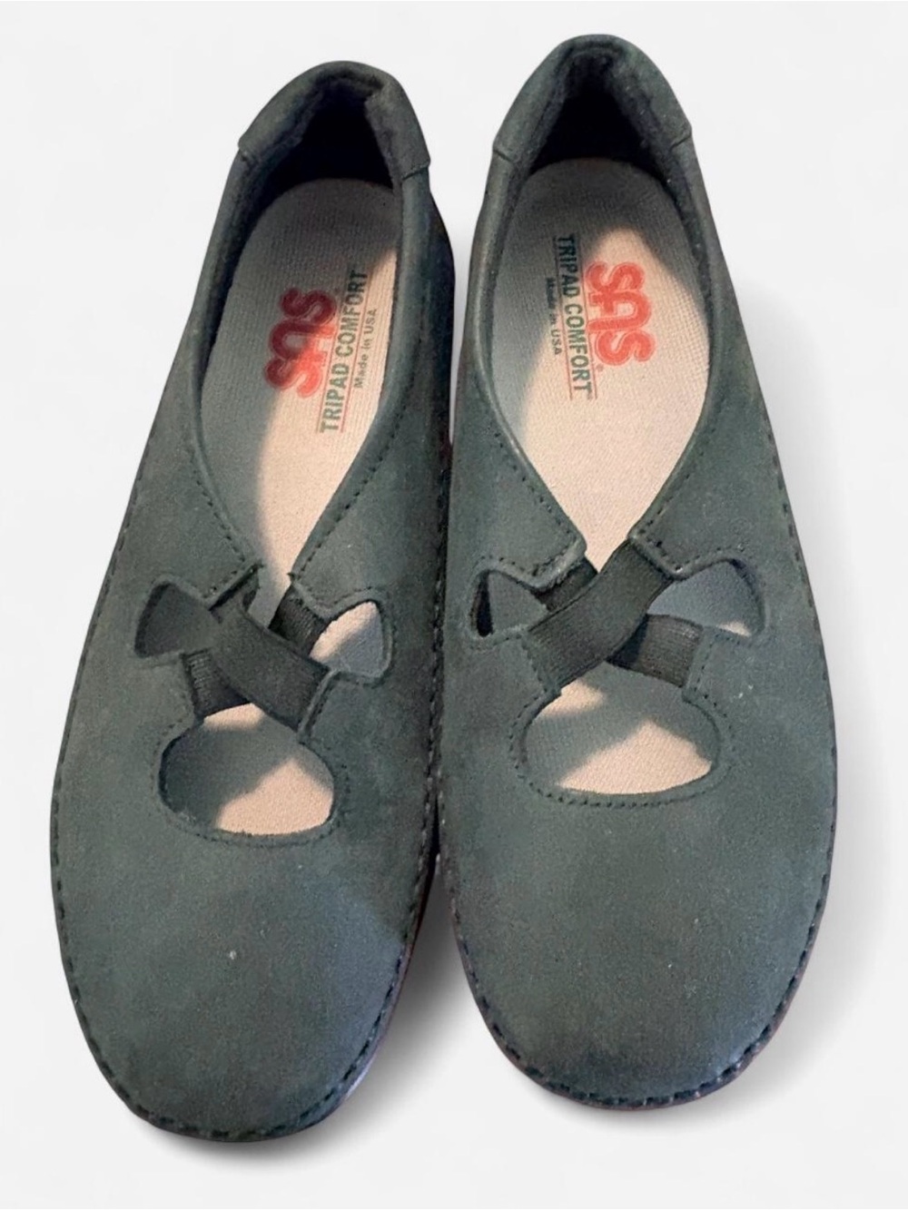 SAS Kids Dark Green Mary Jane Comfort Slip-Ons